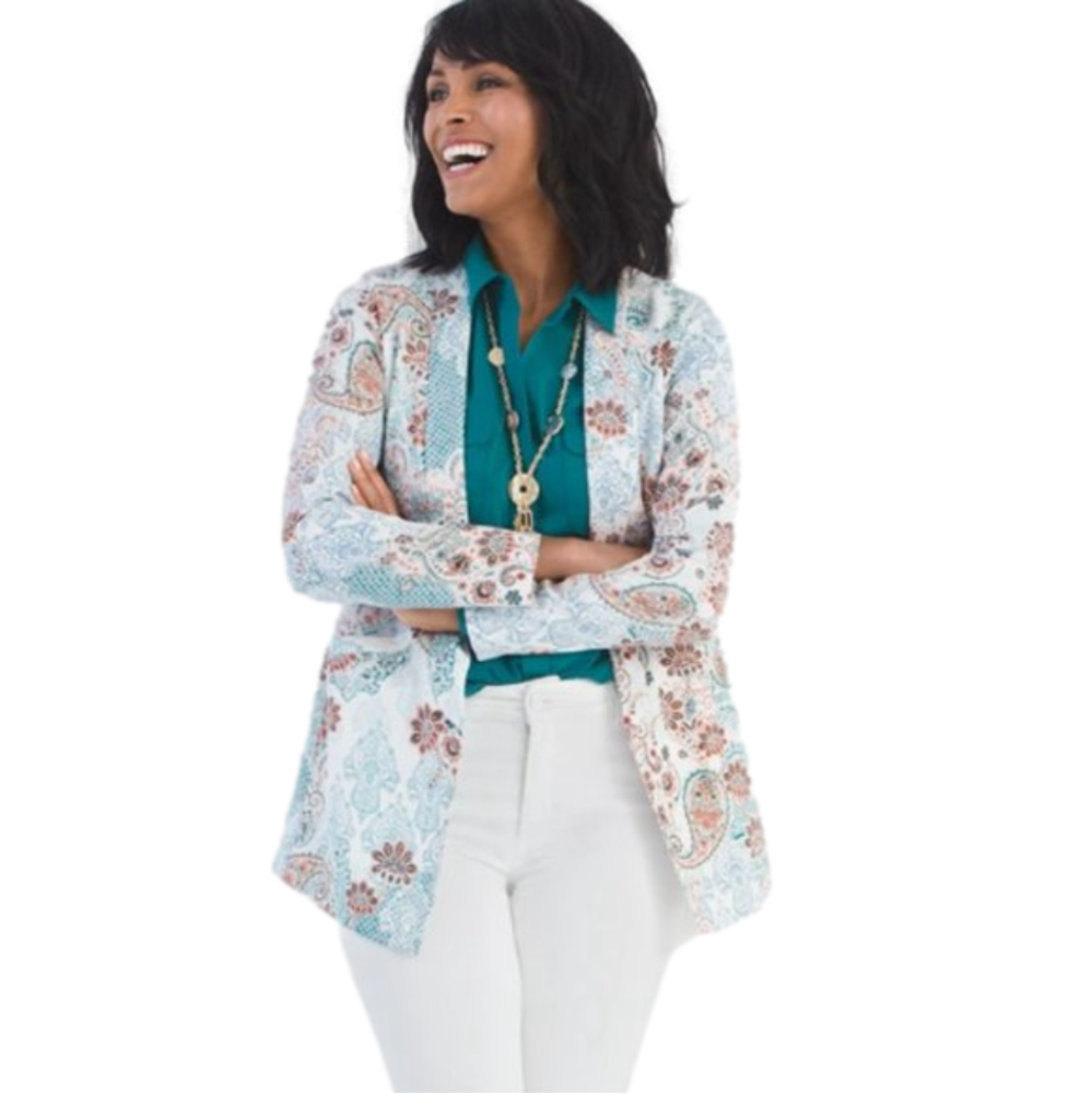 NEW - Chico's Women's Paisley Floral Twill‎ Blazer Size-4